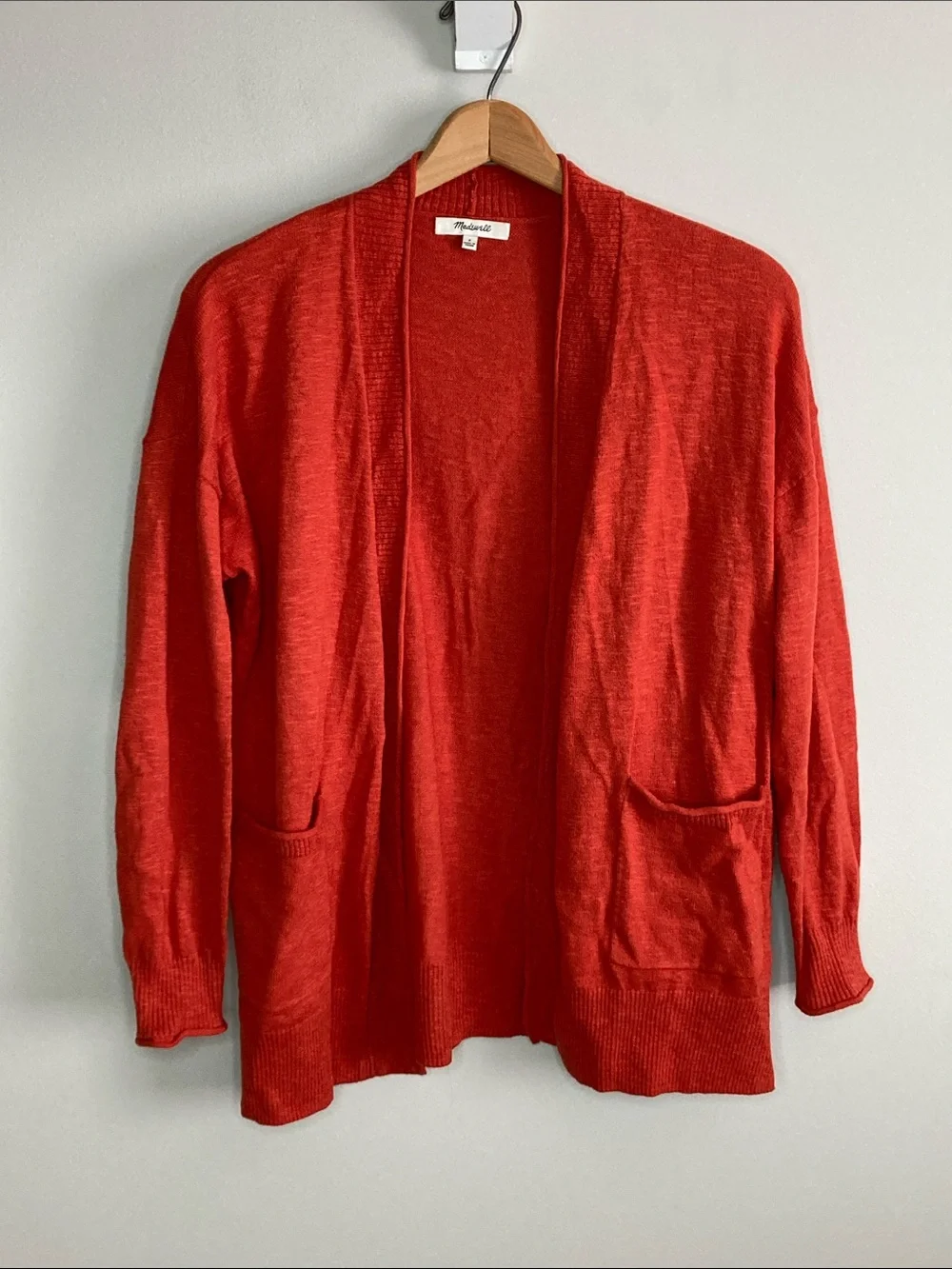 Madewell Bradley Open-Front Burnt Orange Cardigan, Women’s Size Small